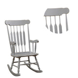 Benzara Classic Cottage Style Wooden Rocking Chair with Lath Back Design, Pale Gray BM196620 Gray Wood BM196620