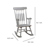 Benzara Classic Cottage Style Wooden Rocking Chair with Lath Back Design, Pale Gray BM196620 Gray Wood BM196620