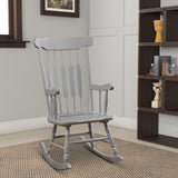 Benzara Classic Cottage Style Wooden Rocking Chair with Lath Back Design, Pale Gray BM196620 Gray Wood BM196620