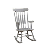 Classic Cottage Style Wooden Rocking Chair with Lath Back Design, Pale Gray