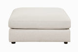 Benzara Fabric Upholstered Wooden Ottoman with Loose Cushion Seat and Small Feet, Beige BM196657 Beige Fabric and Wood BM196657