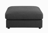 Benzara Fabric Upholstered Wooden Ottoman with Loose Cushion Seat and Small Feet, Dark Gray BM196660 Gray Fabric and Wood BM196660