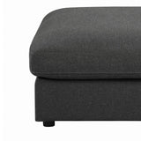 Benzara Fabric Upholstered Wooden Ottoman with Loose Cushion Seat and Small Feet, Dark Gray BM196660 Gray Fabric and Wood BM196660