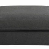 Benzara Fabric Upholstered Wooden Ottoman with Loose Cushion Seat and Small Feet, Dark Gray BM196660 Gray Fabric and Wood BM196660