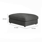 Benzara Fabric Upholstered Wooden Ottoman with Loose Cushion Seat and Small Feet, Dark Gray BM196660 Gray Fabric and Wood BM196660