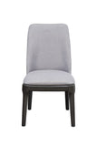 Benzara Linen Upholstered Wooden Side Chair with Curved Backrest and Block Legs, Set of 2, Gray BM196674 Gray Wood, Linen BM196674