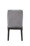 Benzara Linen Upholstered Wooden Side Chair with Curved Backrest and Block Legs, Set of 2, Gray BM196674 Gray Wood, Linen BM196674