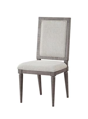 Benzara Fabric Upholstered Wooden Side Chair with Cushioned Seating and Tapered Legs, Set of 2, Gray BM196680 Gray Wood, Fabric BM196680