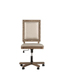 Benzara Wooden Executive Office Chair with Leatherette Upholstered Seat and Back, Brown and Beige BM196708 Brown and Beige Faux Leather, Veneer and Engineered Wood BM196708