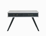 Benzara Faux Concrete Desk with Two Drawers and Flared Legs, Black and Gray BM196711 Black and Gray Engineered Wood and Faux Concrete BM196711