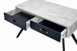 Benzara Faux Concrete Desk with Two Drawers and Flared Legs, Black and Gray BM196711 Black and Gray Engineered Wood and Faux Concrete BM196711