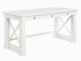 Three Drawer Rectangular Wooden Writing Desk with X shaped Side Panels, White