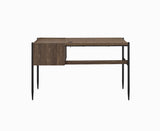 Benzara Transitional Style 2 Drawer Wooden Writing Desk with Metal Tapered Legs, Brown and Black BM196784 Black and Brown Metal, MDF and particle board BM196784