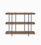 Benzara 3 Tier Metal Framed Bookcase with Wooden Storage Shelves, Small, Brown and Black BM196785 Brown and Black Metal, MDF, particle board BM196785