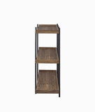 Benzara 3 Tier Metal Framed Bookcase with Wooden Storage Shelves, Small, Brown and Black BM196785 Brown and Black Metal, MDF, particle board BM196785