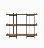 Benzara 3 Tier Metal Framed Bookcase with Wooden Storage Shelves, Small, Brown and Black BM196785 Brown and Black Metal, MDF, particle board BM196785