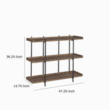 Benzara 3 Tier Metal Framed Bookcase with Wooden Storage Shelves, Small, Brown and Black BM196785 Brown and Black Metal, MDF, particle board BM196785