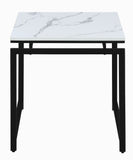 Benzara 3 Piece Metal Base Occasional Table Set with Faux Marble Top, Black and White BM196797 Black and White Faux Marble and Metal BM196797