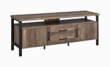 Industrial Design 58 Inch Wooden TV Console with Metal Legs and Open Shelf Storage, Brown