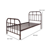 Benzara Metal Twin Bed with Pipe Design Structure, Antique Bronze BM196892 Bronze Metal BM196892