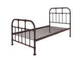 Metal Twin Bed with Pipe Design Structure, Antique Bronze