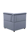 Benzara Fabric Upholstered Wooden Modular Wedge with Button Tufted Details, Gray BM196898 Gray Wood, Plastic and Fabric BM196898