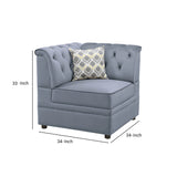 Benzara Fabric Upholstered Wooden Modular Wedge with Button Tufted Details, Gray BM196898 Gray Wood, Plastic and Fabric BM196898