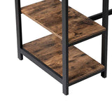 Benzara Industrial 55 Inch Wood and Metal Desk with 2 Shelves, Black and Brown BM197490 Black and Brown Particle board and Metal BM197490