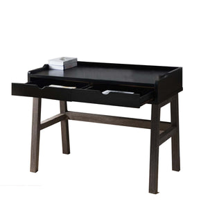 Benzara Dual Toned Wooden Desk with Two Sleek Drawers and Slightly Splayed Legs, Gray and Black BM200668 Gray and White Wood BM200668