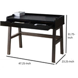 Benzara Dual Toned Wooden Desk with Two Sleek Drawers and Slightly Splayed Legs, Gray and Black BM200668 Gray and White Wood BM200668