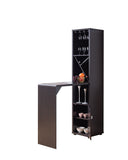 Benzara Wooden Wine Cabinet with Spacious Storage and Bar Table, Red Cocoa Brown BM200684 Brown Wood and Metal BM200684