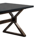 Benzara Two Toned Rectangular Wooden Dining Table with X Shaped Trestle Base, Black and Brown BM200691 Black and Gray Wood BM200691