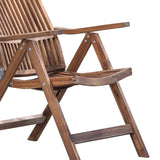 Benzara Rustic Wooden Adjustable Lounge Chair with Slatted Design, Brown BM200896 Brown Wood BM200896