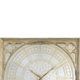 Benzara Square Oversized Wooden Wall Clock with Glass Inlay, Gold and Clear BM200923 Gold and Clear MDF and Glass BM200923