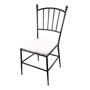 Benzara Metal Chair with Slat Style Open Backrest, Black and White BM200924 Black and White Metal and Polyester. BM200924