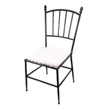 Benzara Metal Chair with Slat Style Open Backrest, Black and White BM200924 Black and White Metal and Polyester. BM200924