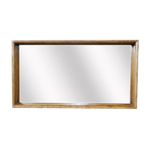 Benzara Rustic Style Wooden Wall Mirror in Rectangular Shape, Brown BM200925 Brown Recycled Elm BM200925