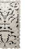 Benzara Carved Wooden Wall Panel with Scalloped Edges, Antique White BM200927 White MDF BM200927