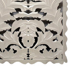 Benzara Carved Wooden Wall Panel with Scalloped Edges, Antique White BM200927 White MDF BM200927