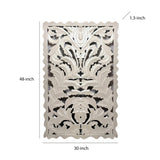 Benzara Carved Wooden Wall Panel with Scalloped Edges, Antique White BM200927 White MDF BM200927