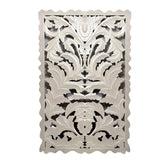 Benzara Carved Wooden Wall Panel with Scalloped Edges, Antique White BM200927 White MDF BM200927