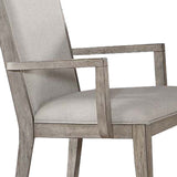 Benzara Wooden Arm Chairs with Fabric Padded Seat and High Backrest, Gray, Set of Two BM202031 Gray Engineered wood and Fabric BM202031