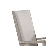 Benzara Wooden Arm Chairs with Fabric Padded Seat and High Backrest, Gray, Set of Two BM202031 Gray Engineered wood and Fabric BM202031