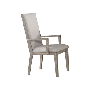 Benzara Wooden Arm Chairs with Fabric Padded Seat and High Backrest, Gray, Set of Two BM202031 Gray Engineered wood and Fabric BM202031