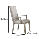 Benzara Wooden Arm Chairs with Fabric Padded Seat and High Backrest, Gray, Set of Two BM202031 Gray Engineered wood and Fabric BM202031