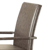 Benzara Metal Arm Chairs with Leatherette Padded Seat and High Backrest, Silver and Gray, Set of Two BM202033 Gray and Silver Metal and Faux Leather BM202033