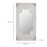 Benzara Wooden Rectangle Wall Mirror with Chipped Edges and Hook, White BM202270 White Wood and Magnesia BM202270