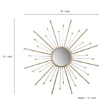 Benzara Iron Mirror with Sparkled Sunburst Design, Large, White and Gold BM202286 White and Gold Iron and Glass BM202286