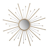 Iron Mirror with Sparkled Sunburst Design, Large, White and Gold