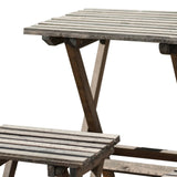 Benzara Wooden Chairs with Slated Plank Table Top and Seats,Set of 3, Brown BM202294 Brown Fir Wood BM202294